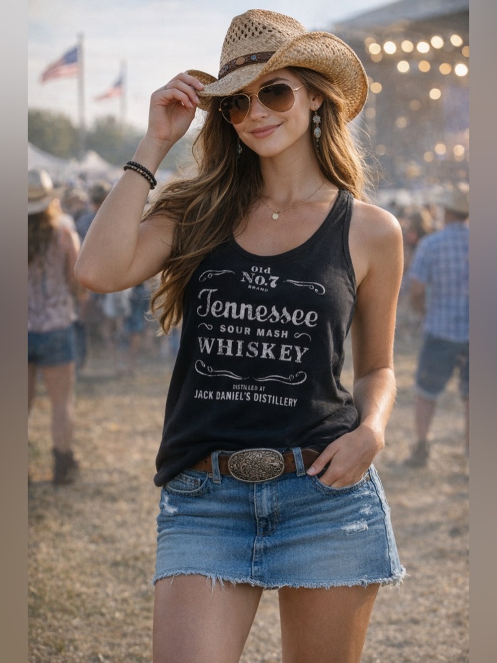 Jack Daniel’s Tennessee Whiskey Tank Top XL Black Racerback Country Festival
